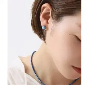 lilas 인디고 펄 8mm 1알 귀걸이 K10 (양쪽 귀) (네이비)