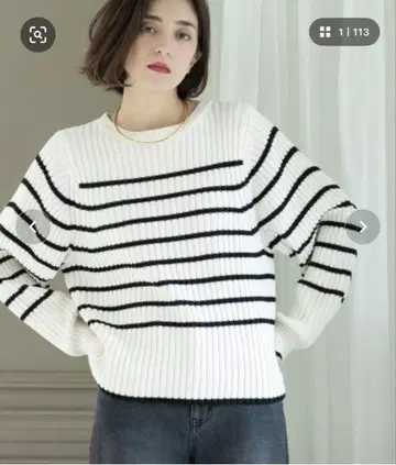 OPAQUE.CLIP 볼륨 슬리브 리브 니트 M