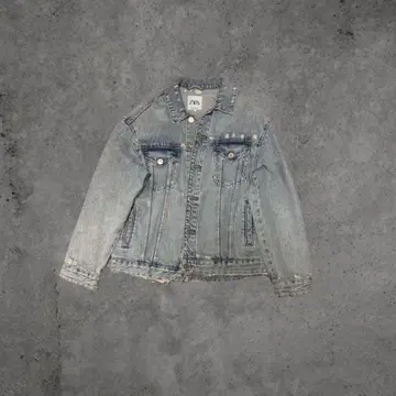 ZARA 라이트 블루 데님 자켓 데미지