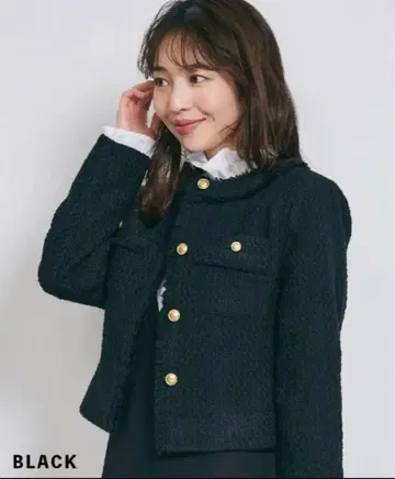 베이스먼트 트위드 자켓 블랙