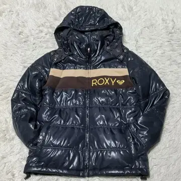 록시 패딩 자켓 M 네이비 코듀로이 절개 자수 로고