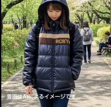 록시 패딩 자켓 M 네이비 코듀로이 절개 자수 로고