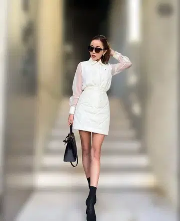 sheller 셰리에 퀼팅 타이트 스커트 화이트