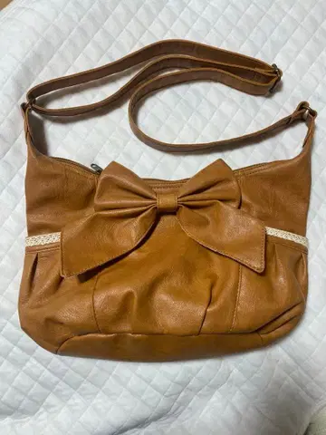 숄더백 헤이세이 레트로 모리걸 리본 브라운 걸리시 사선 가케