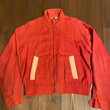 50s 빨간색 레드 핑크 레이온 갸바 재킷 로카빌리