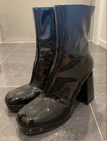 스티브 마든 숏부츠 에나멜 소재 24.5cm 파랑, 블랙 그라데