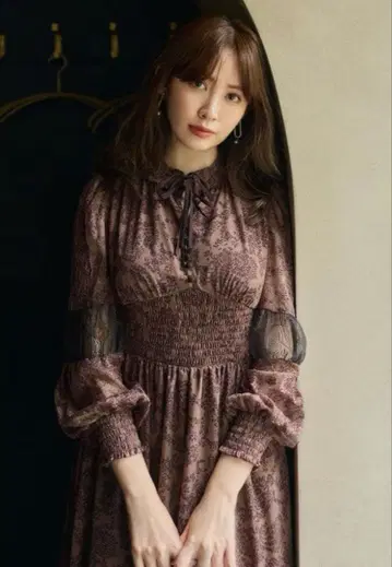 herlipto Winter Floral Long-sleeve Dress