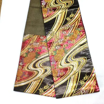 후리소데용 후쿠로 오비 육통 무늬 순수 실크 꽃무늬 파도 무늬