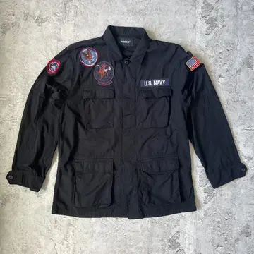 새상품급 AVIREX 패치드 BDU 셔츠 VX-31 탑건 블랙 2XL