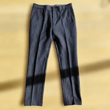 FREAK'S STORE 네이비 스트라이프 울 팬츠