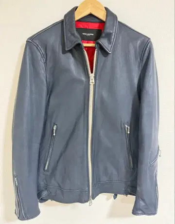 NANO-UNIVERSE 싱글 라이더 네이비 램 가죽 레어