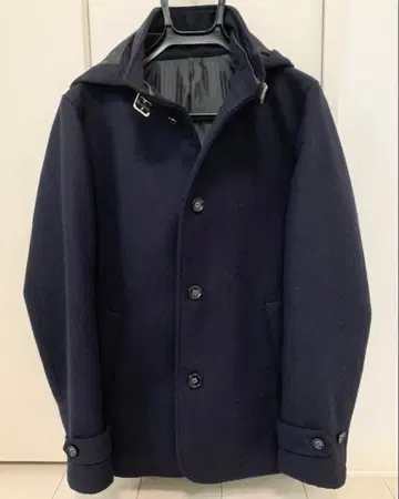 인헤릿 네이비 후드 부착(탈부착 가능) 자켓 코트 숏 기장