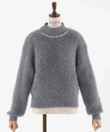 택 포함 새상품 axes femme 펄 장식 페더 니트