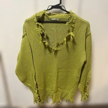 GYDA 프린지 장식 라임 그린 니트 F