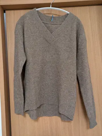 라운지 드레스 야크 니트 브라운 V넥 스웨터 사이즈 F