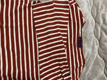 SAINT JAMES 브라운 화이트 스트라이프 T셔츠