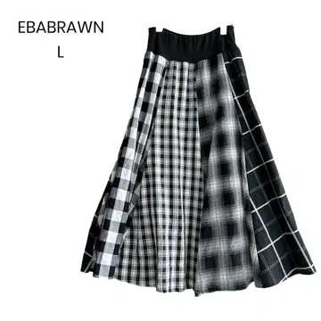 [ EBABRAWN ] 체크 패치워크 플레어 스커트 L 1249