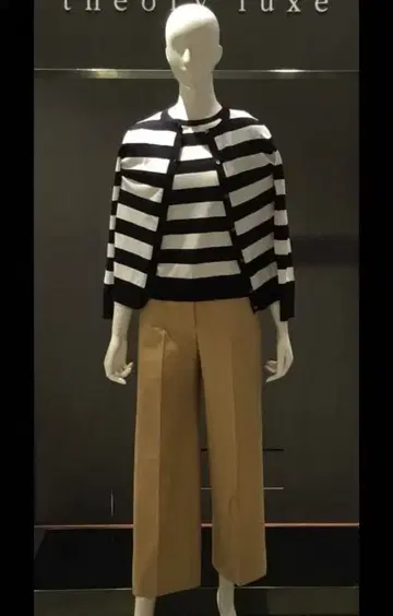 theory luxe 코튼 크루넥 가디건 보더 겉옷