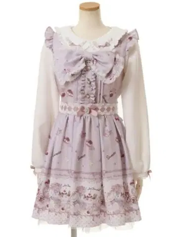 LIZLISA whip bear home cafe 패턴 원피스 핑크