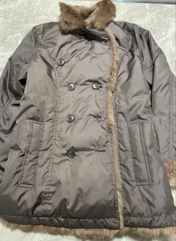 브라운 다운 자켓 퍼 포함