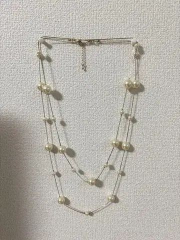 BLOOM 롱 목걸이 화이트 펄