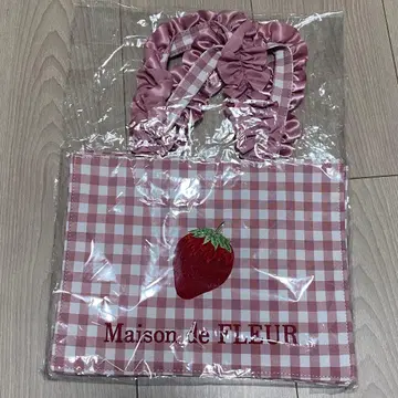 메종 드 플뢰르 핑크 이치고 자수 스퀘어 토트백