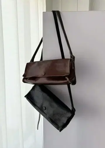 CANALJEAN 렉탱글 가죽 숄더백 브라운