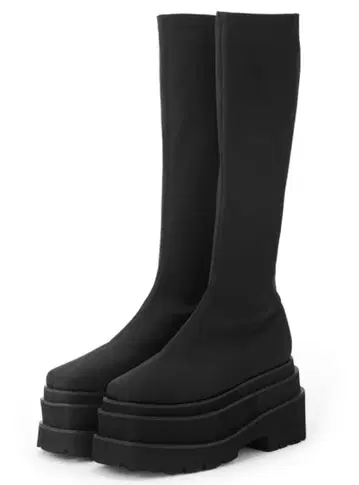 GRL 그레일 스트레치 플랫 통굽 롱 부츠 24cm