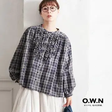 서울베리 체크 프릴 블라우스