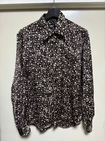 Tornado Mart 폴리 긴팔 셔츠 브라운 올 패턴 도트