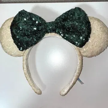 미키마우스 귀 머리띠 다크 그린 리본