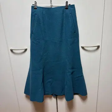 이에나미 반지 울 플레어 스커트 파랑 사이즈 36