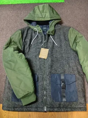 Desigual 후드 부착 점퍼 XXL 그레이/올리브