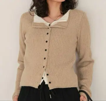 레이어드 스타일 리브 니트탑 베이지