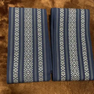 네이비 기하학 패턴 반폭 오비 2개 세트