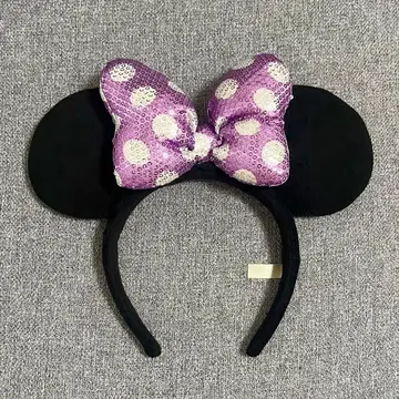 [디즈니] 미니 리본 보라색 도트 머리띠
