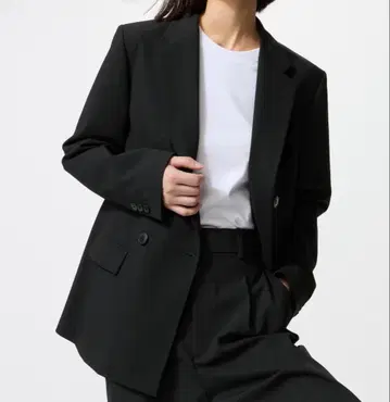 [유니클로] 새상품 더블 자켓 L 블랙