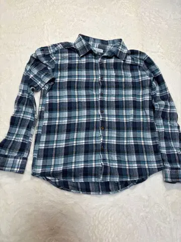 체크 무늬 긴팔 플란넬 셔츠 네이비 M 사이즈