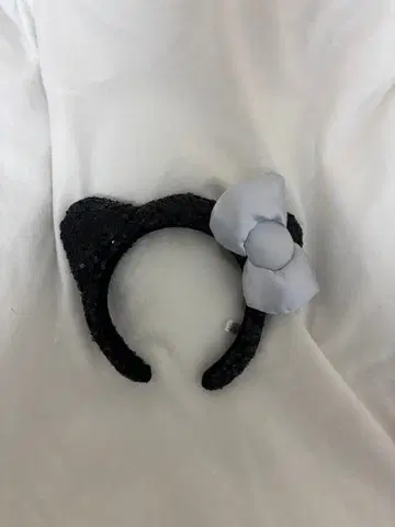 검은 고양이 귀 머리띠 리본 포함