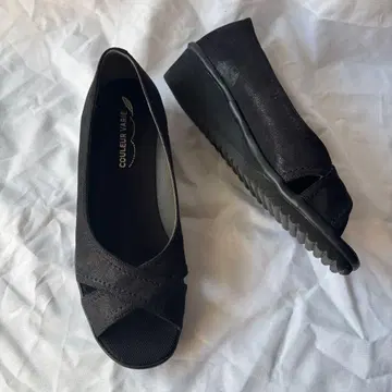 COULEUR VARIE 블랙 오픈토 웨지솔 웨지솔