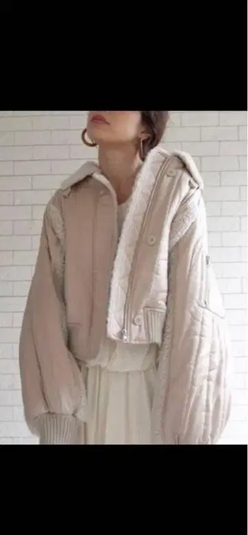 ETRE TOKYO 보아 숏 자켓 MA-1 베이지 S
