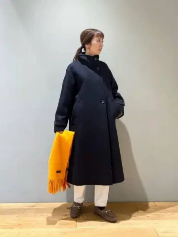 그린 라벨 릴랙싱 소프트 멜톤 스탠드 카라 코트 네이비