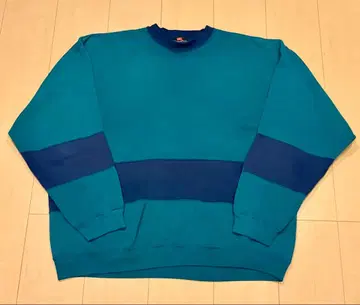 USA 헤인즈 맨투맨 투톤 컬러 그린 네이비 와이드 소매 XL