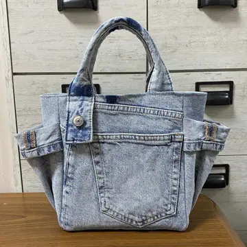 데님 리메이크 라이트 블루 작은 핸드백 데님백 핸드메이드