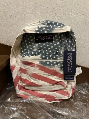 JANSPORT 미국 국기 패턴 화이트 페이디드 스타 백팩