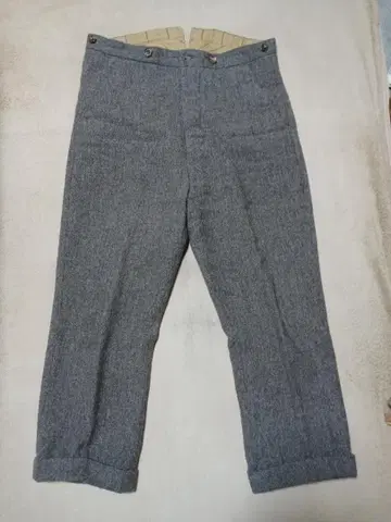 조절 가능한 코스튬 울 플란넬 팬츠와 서스펜더 세트