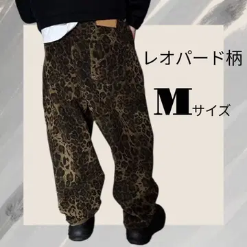 레오파드 무늬 데님 팬츠 M 그런지 y2k 레오파드 캐주얼 스트릿