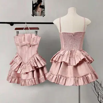 핑크 드레스 SHEIN 프릴 미니 원피스 왕홍