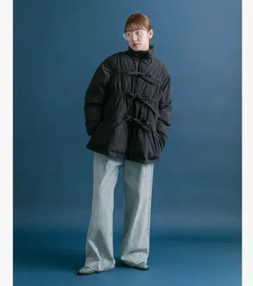 프론트 리본 패딩 자켓