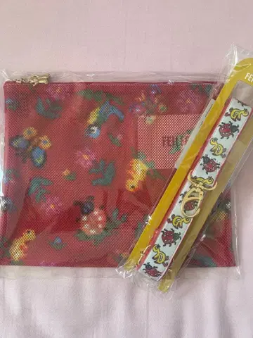 FEILER 하이디 D링 메쉬 파우치(레드) 숄더 스트랩(화이트)